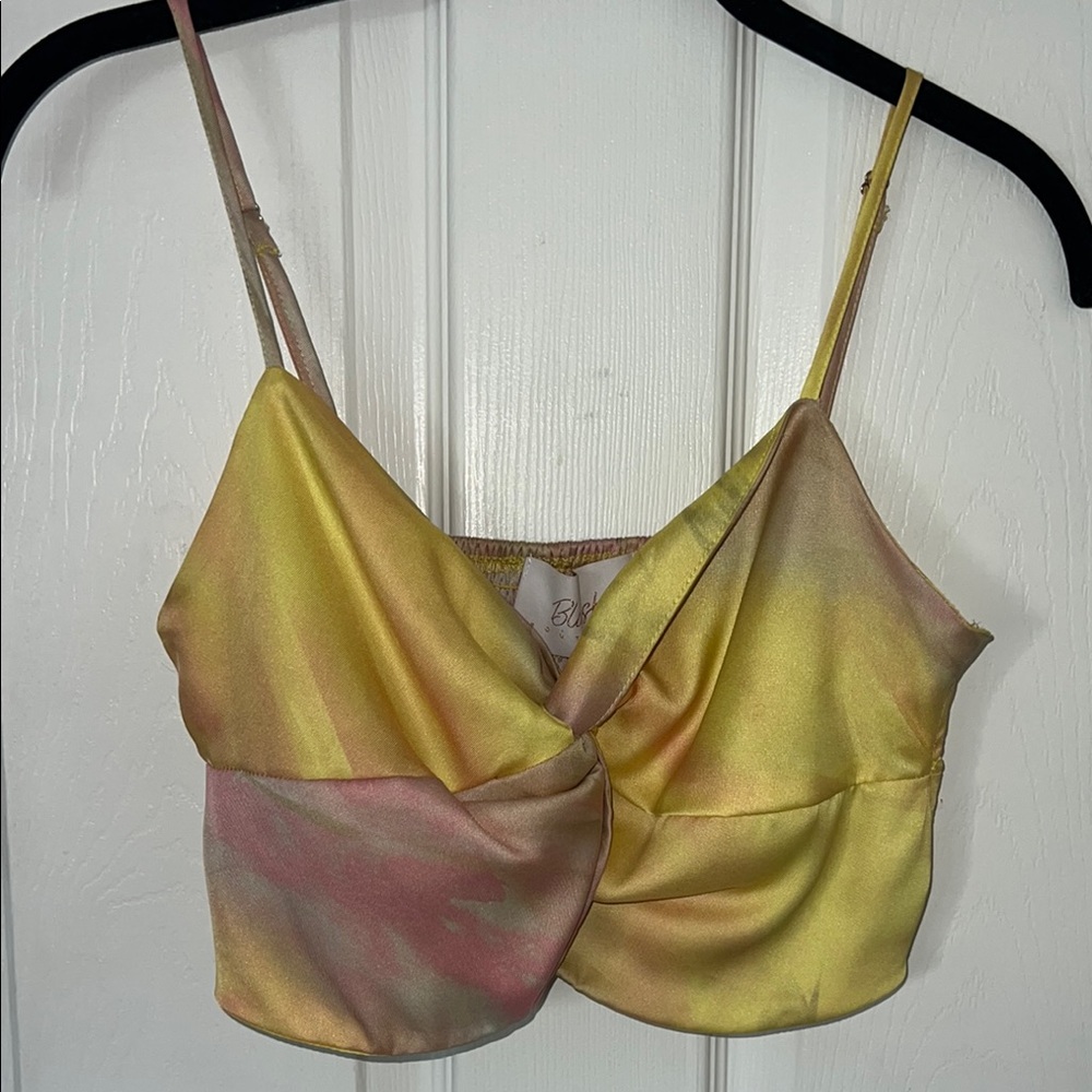 Blush Yellow and Pink Twist Front Top